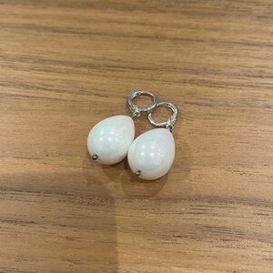Silver-Plated Shell Pearl Drop Earrings